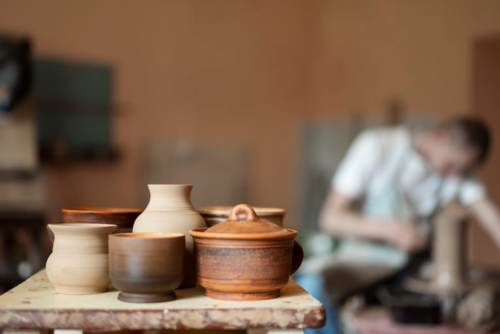 Conjunto de tigelas de cerâmica artesanal com esmalte texturizado